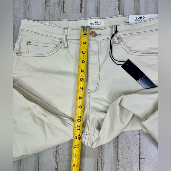 Nicole Miller New York Denim Jeans Womens 14 Cream High Rise Ankle Slim Raw Soho - Picture 7 of 11